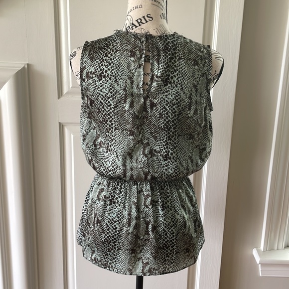 Mint and Brown Snakeskin Print Sleeveless Top - Picture 4 of 8